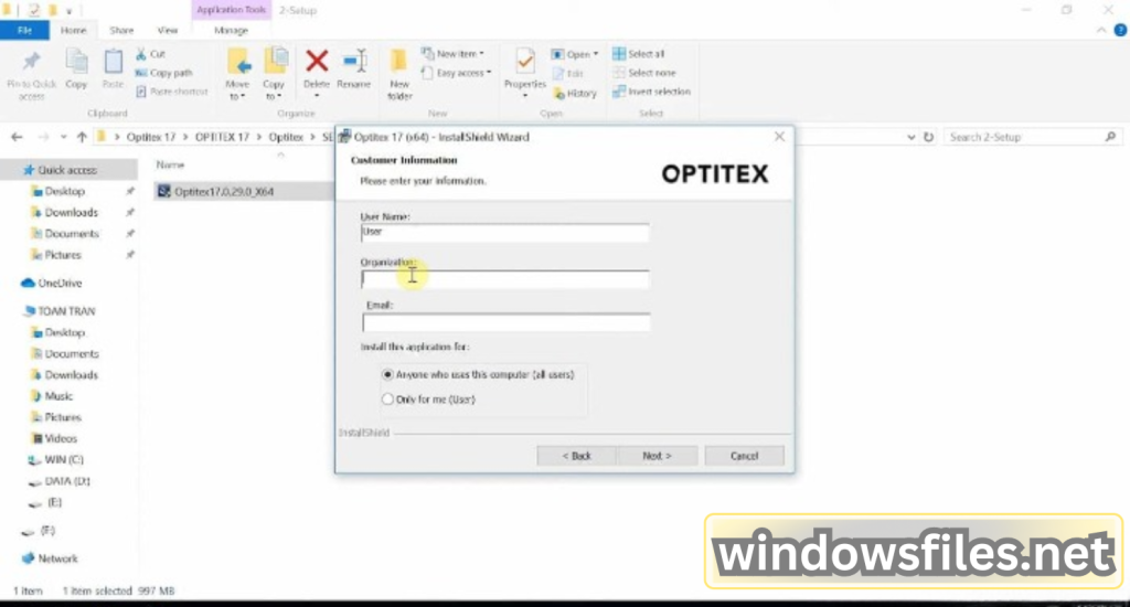 Optitex 17 username and email